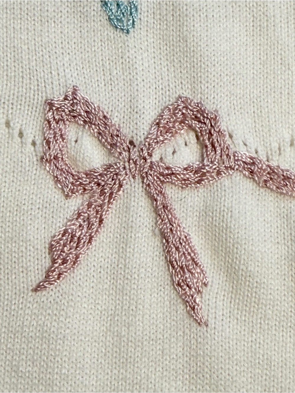 VINTAGE flower bouquet bow tie knot sweater short sleeve embroidered floral 90s - Picture 5 of 12